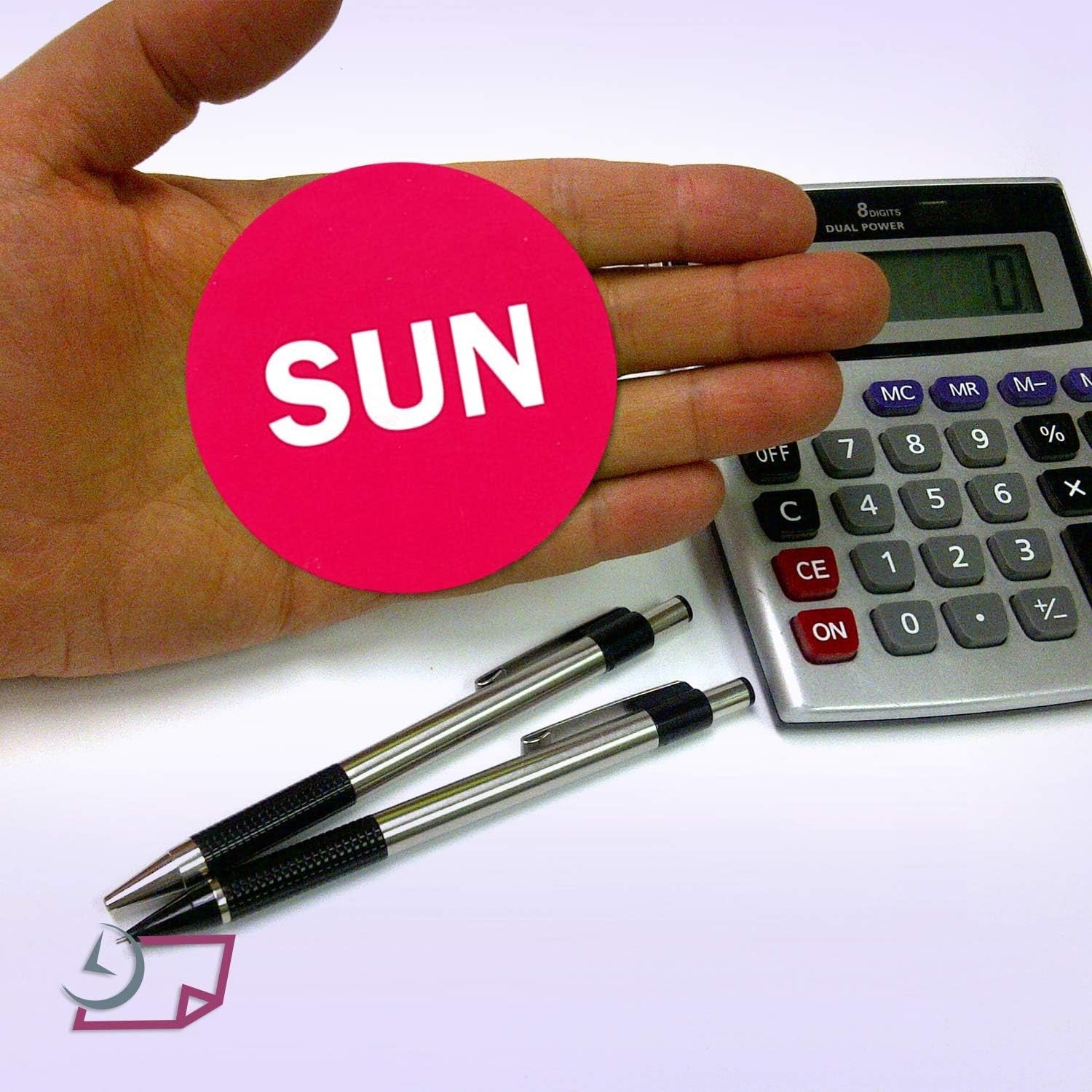 2" Inventory Stickers, 500 Permanent Pink “SUN” Labels, 3" Core