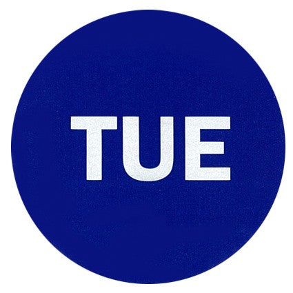 2" Inventory Stickers, 500 Permanent Blue “TUE” Labels, 3" Core