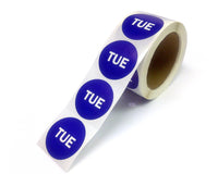 2" Inventory Stickers, 500 Permanent Blue “TUE” Labels, 3" Core