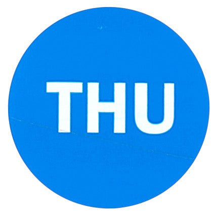 2" Inventory Stickers, 500 Permanent Blue “THU” Labels, 3" Core