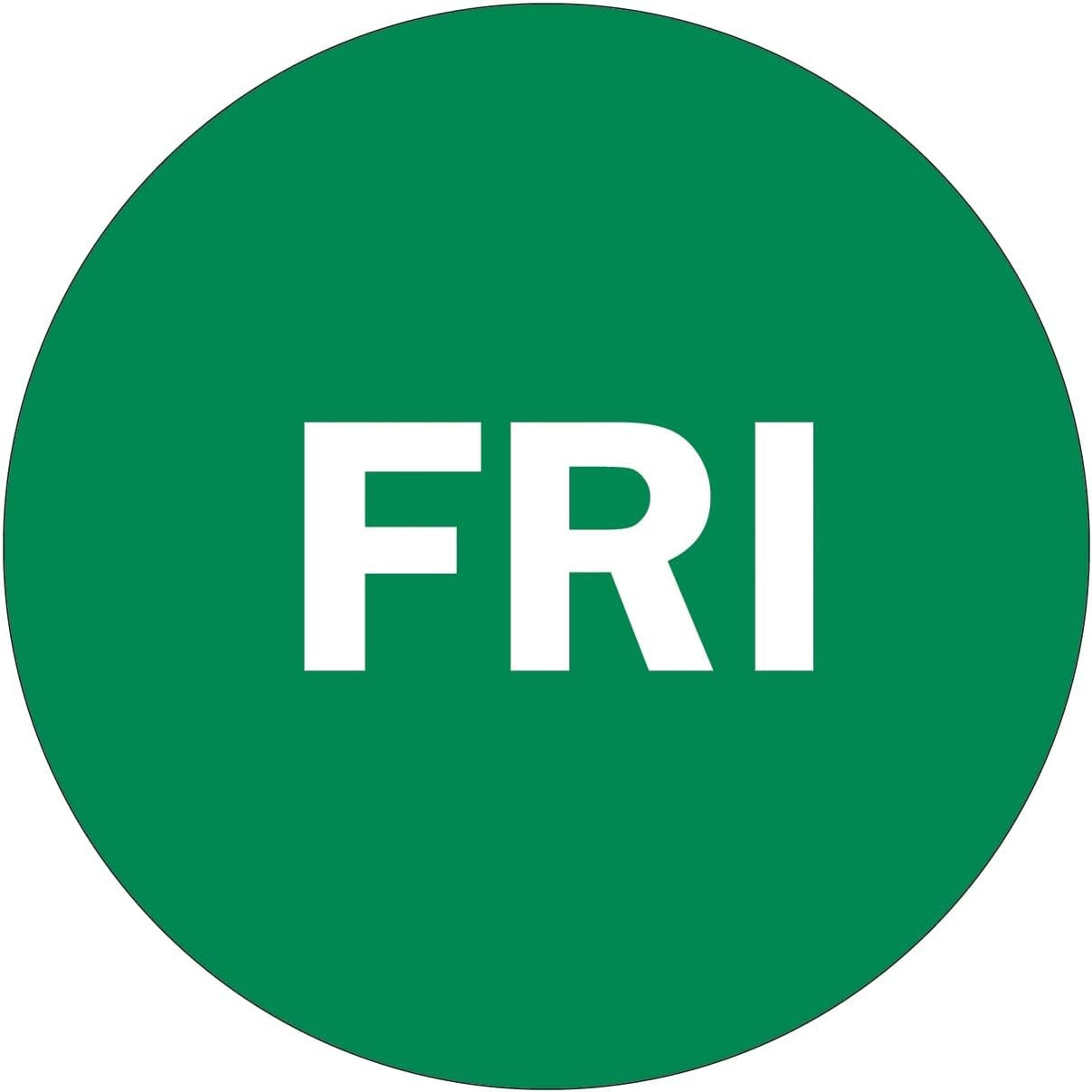 2" Inventory Stickers, 500 Permanent Green “FRI” Labels, 3" Core
