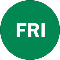 2" Inventory Stickers, 500 Permanent Green “FRI” Labels, 3" Core