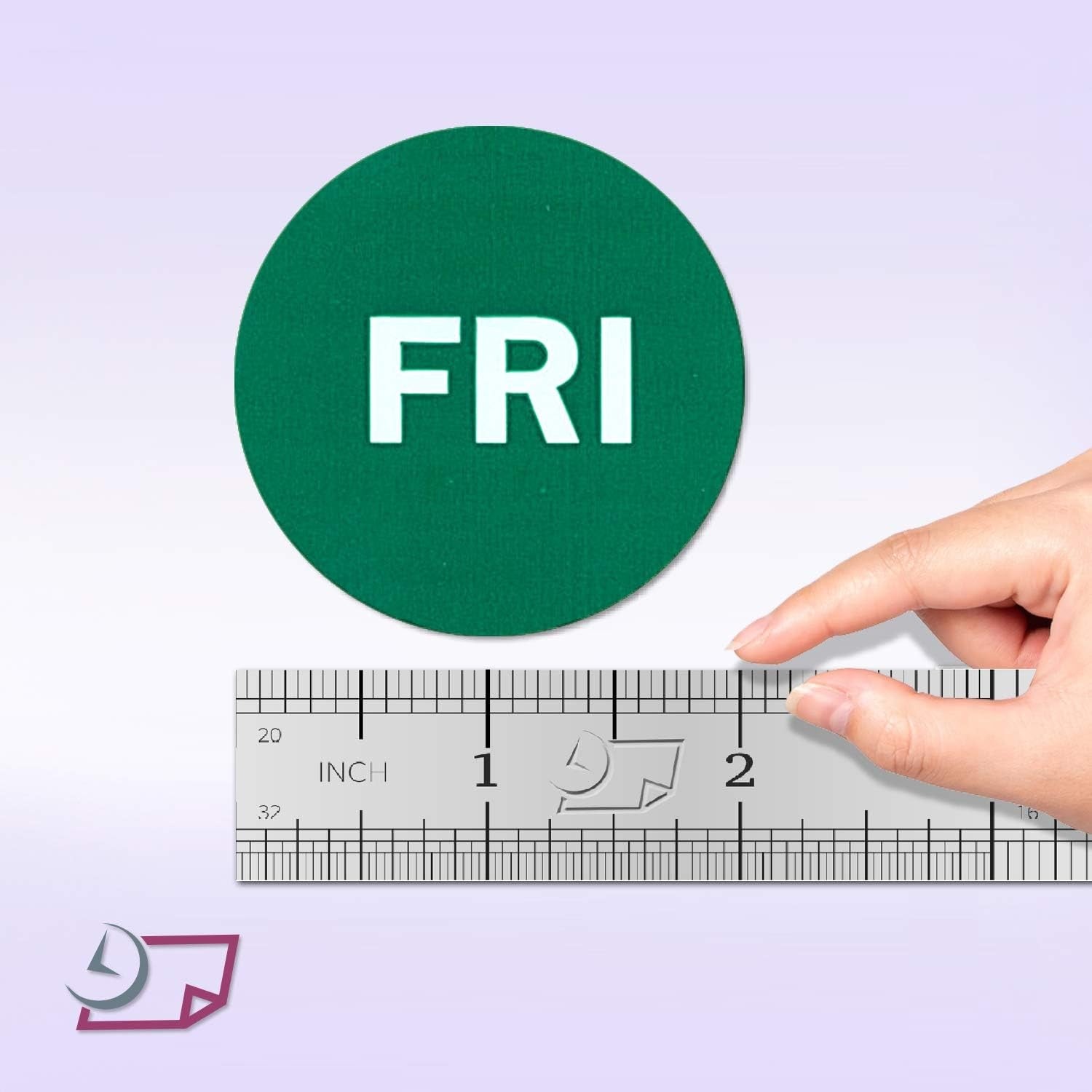 2" Inventory Stickers, 500 Permanent Green “FRI” Labels, 3" Core