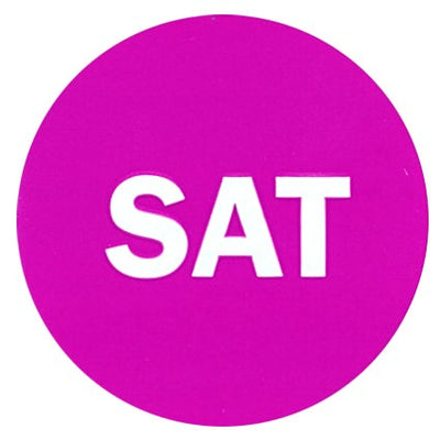 2" Inventory Stickers, 500 Permanent Purple “SAT” Labels, 3" Core