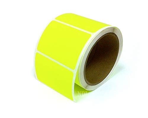 3 X 2 Rectangle Stickers, 250 Permanent Labels, Yellow Fluorescent, 3" Core