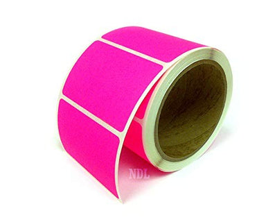 3 x 2 Rectangle Stickers, 250 Permanent Labels, Pink Fluorescent, 3" Core