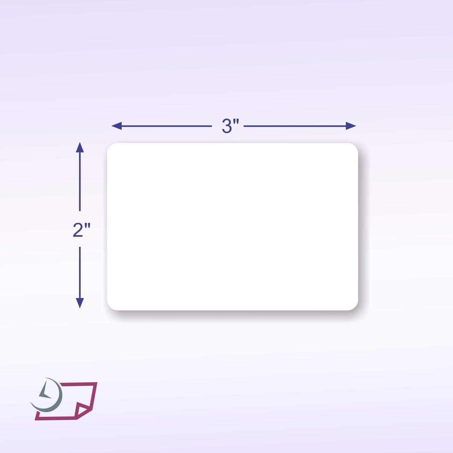 3 x 2 Rectangle Stickers, 250 Permanent Labels, White Fluorescent, 3" Core