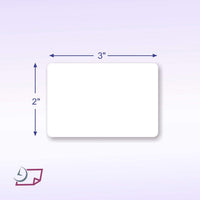 3 x 2 Rectangle Stickers, 250 Permanent Labels, White Fluorescent, 3" Core