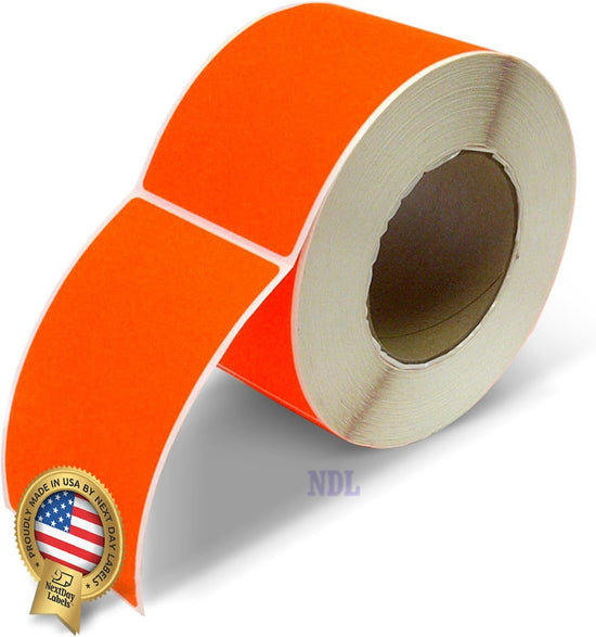 3 x 5" Rectangle Stickers, 500 Permanent Labels, Red Fluorescent, 3" Core.