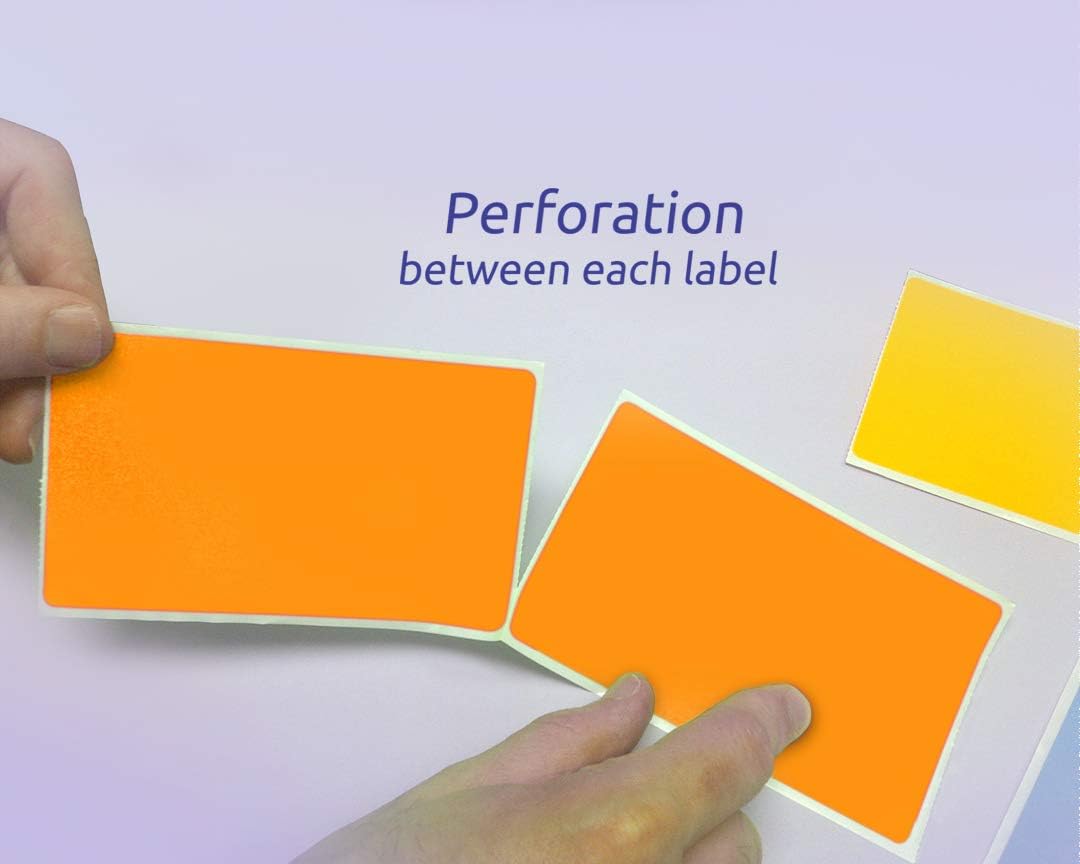 3 x 5" Rectangle Stickers, 500 Permanent Labels, Orange Fluorescent, 3" Core.