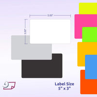 3 x 5" Rectangle Stickers, 500 Permanent Labels, Black, 3" Core.