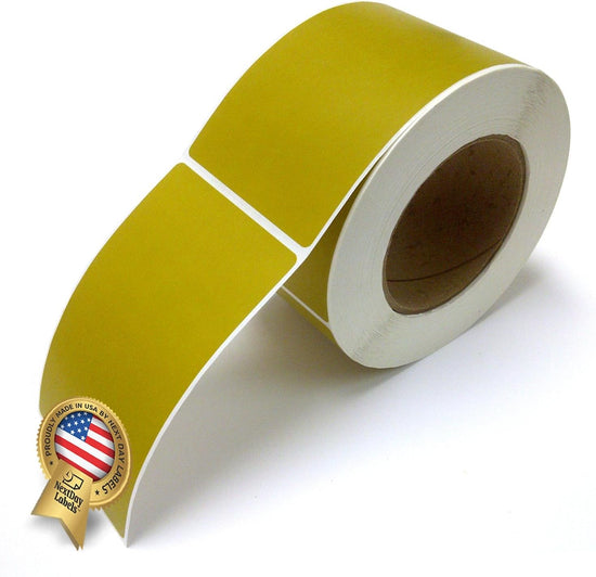 3 x 5" Rectangle Stickers, 500 Permanent Labels, Olive Fluorescent, 3" Core.