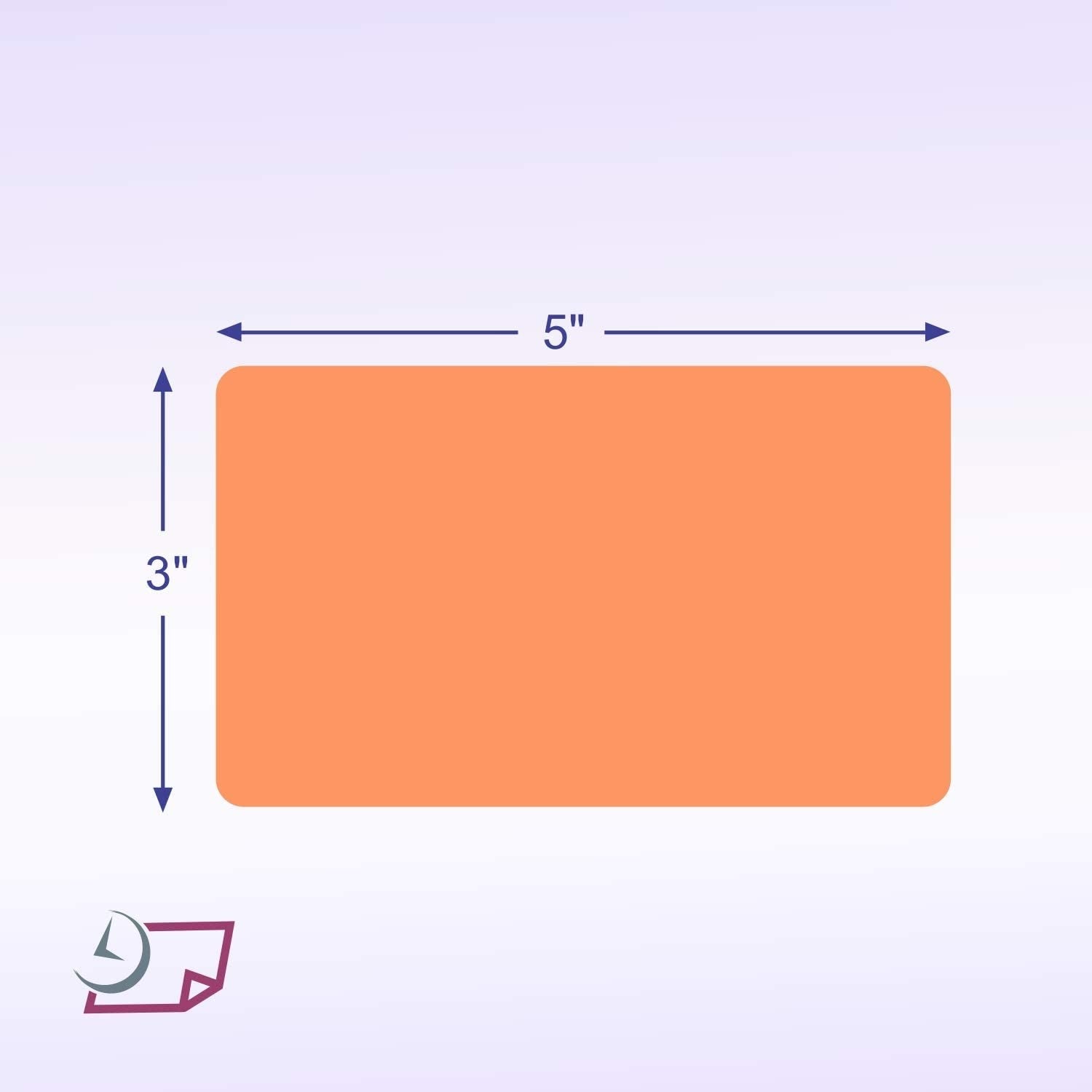 3 x 5" Rectangle Stickers, 500 Permanent Labels, Salmon Fluorescent, 3" Core.