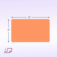 3 x 5" Rectangle Stickers, 500 Permanent Labels, Salmon Fluorescent, 3" Core.