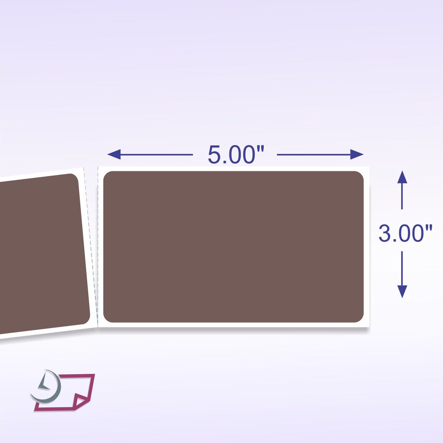 3 x 5" Rectangle Stickers, 500 Permanent Labels, Brown Fluorescent, 3" Core.