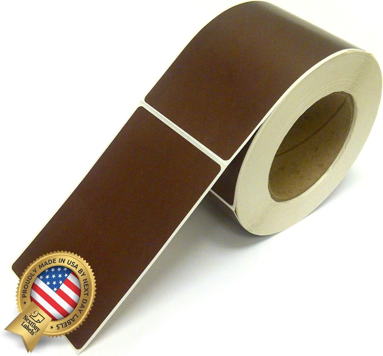 3 x 5" Rectangle Stickers, 500 Permanent Labels, Brown Fluorescent, 3" Core.