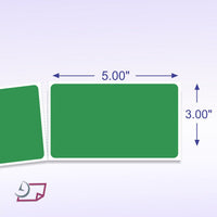3 x 5" Rectangle Stickers, 500 Permanent Labels, Green Fluorescent, 3" Core.