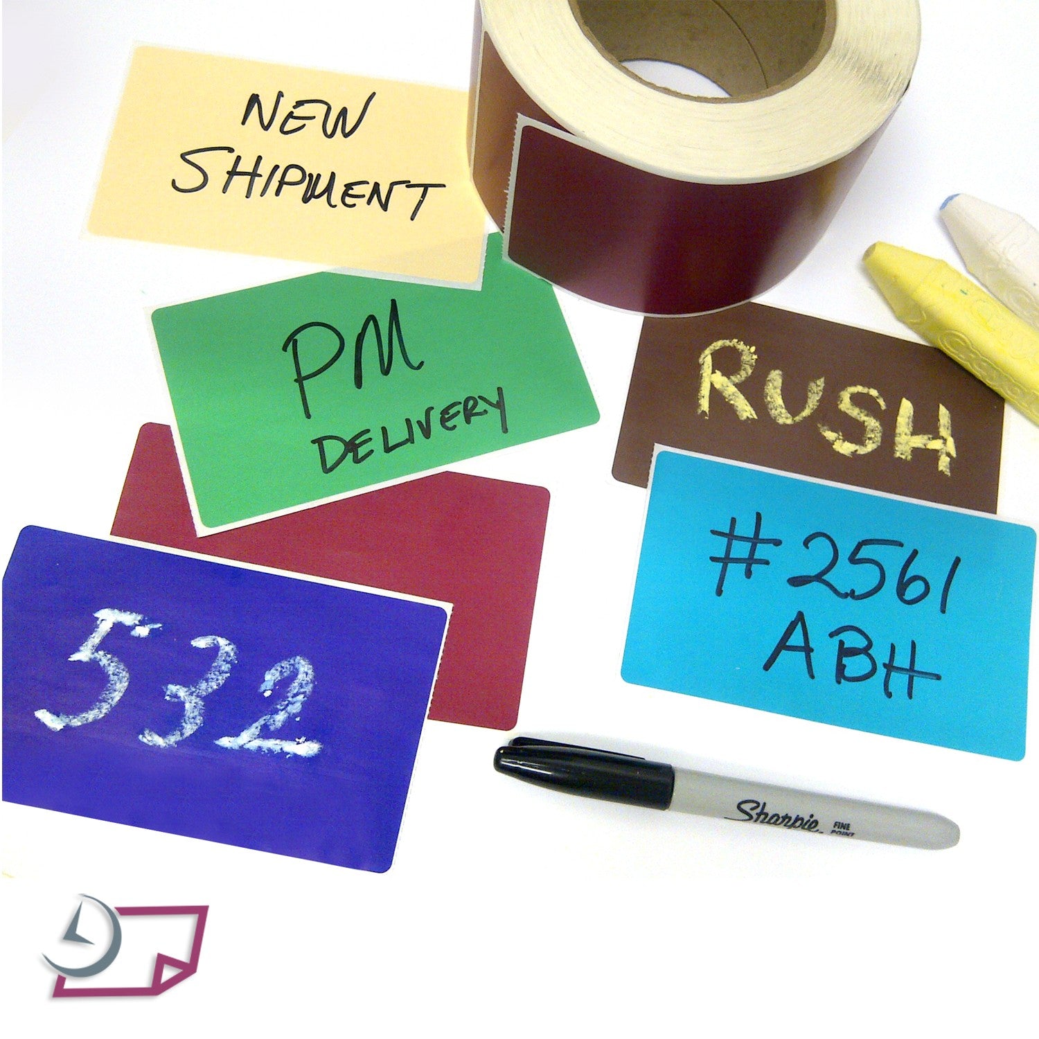 3 x 5" Rectangle Stickers, 500 Permanent Labels, Green Fluorescent, 3" Core.
