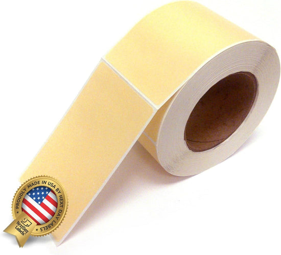 3 x 5" Rectangle Stickers, 500 Permanent Labels, Natural, 3" Core.