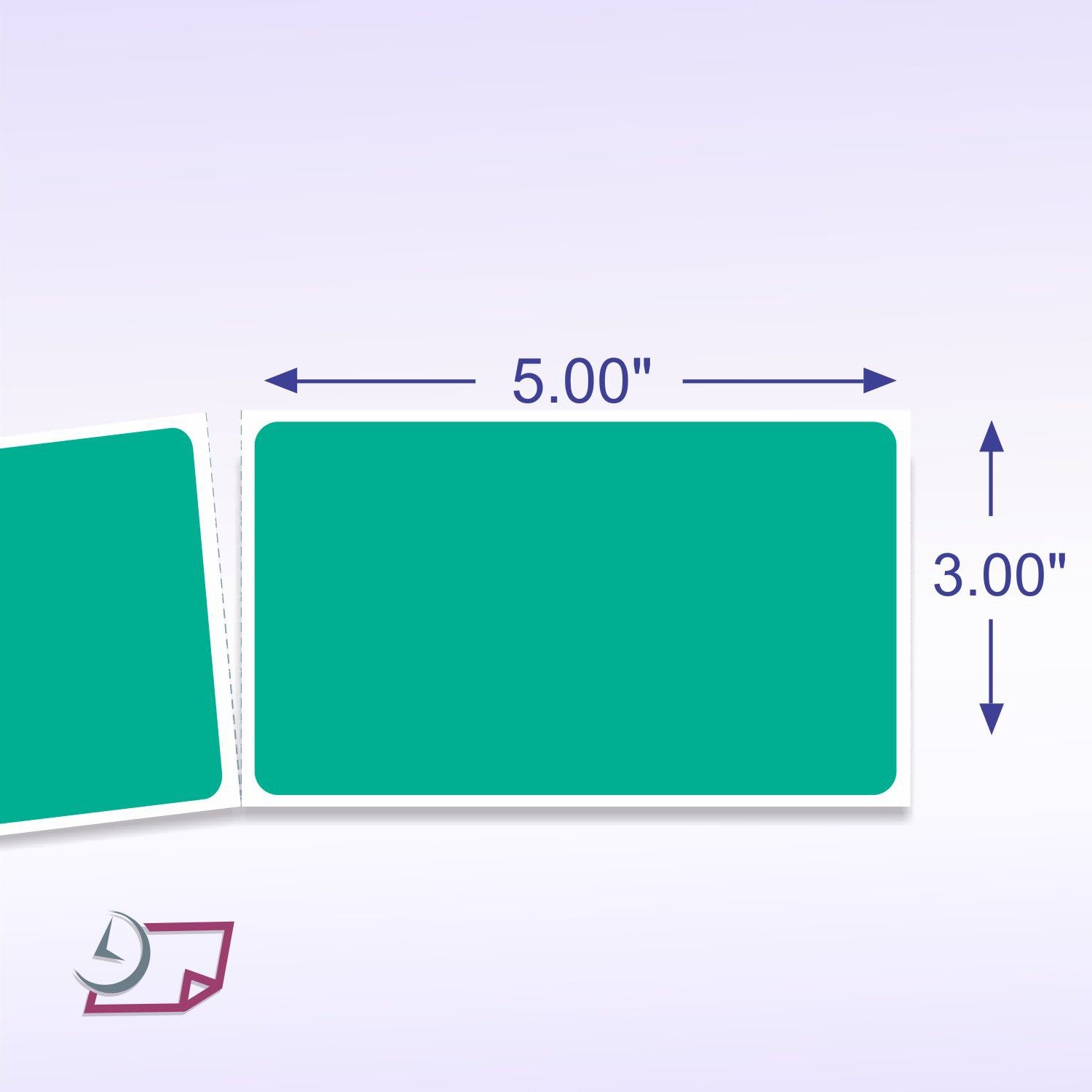 3 x 5" Rectangle Stickers, 500 Permanent Labels, Teal, 3" Core.