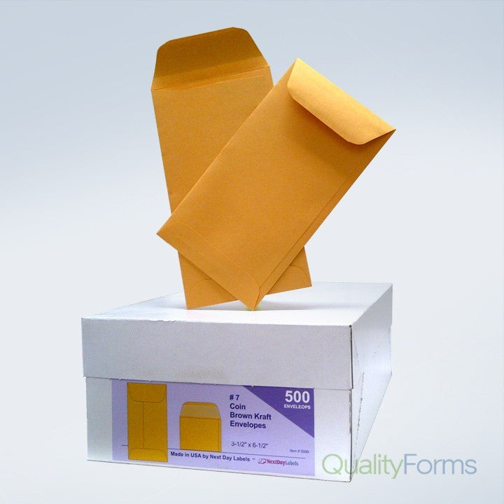 # 7 Coin Brown Kraft Gummed Envelopes
