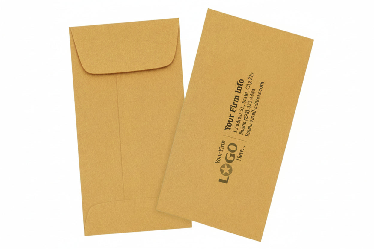 # 7 Coin Brown Kraft Imprinted Envelopes With Gummed Flap