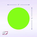 1" Circle Stickers, 500 Permanent Labels, Green Fluorescent, 3" Core