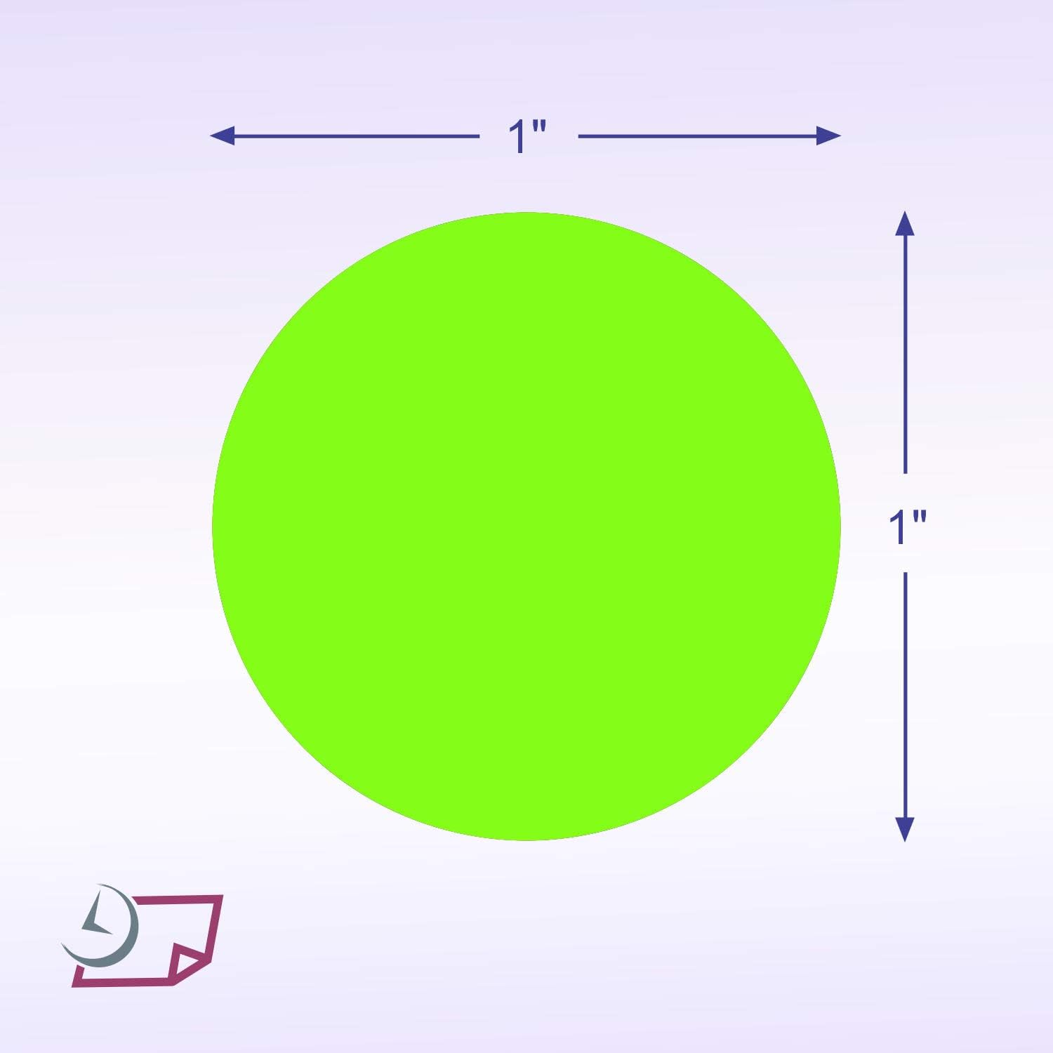 1" Circle Stickers, 500 Permanent Labels, Green Fluorescent, 3" Core