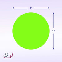 1" Circle Stickers, 500 Permanent Labels, Green Fluorescent, 3" Core