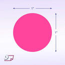 1" Circle Stickers, 500 Permanent Labels, Pink Fluorescent, 3" Core