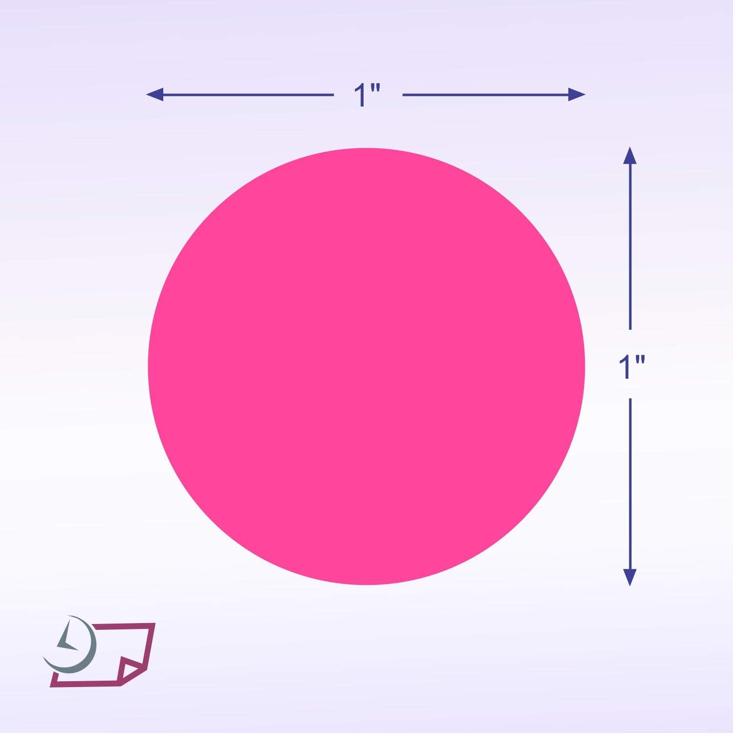 1" Circle Stickers, 500 Permanent Labels, Pink Fluorescent, 3" Core
