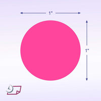 1" Circle Stickers, 500 Permanent Labels, Pink Fluorescent, 3" Core