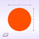 1" Circle Stickers, 500 Permanent Labels, Red Fluorescent, 3" Core
