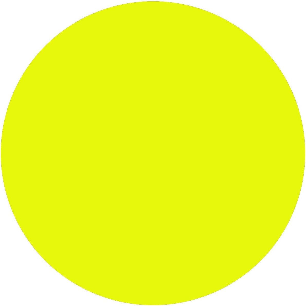 1" Circle Stickers, 500 Permanent Labels, Yellow Fluorescent, 3" Core