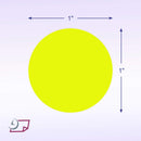 1" Circle Stickers, 500 Permanent Labels, Yellow Fluorescent, 3" Core