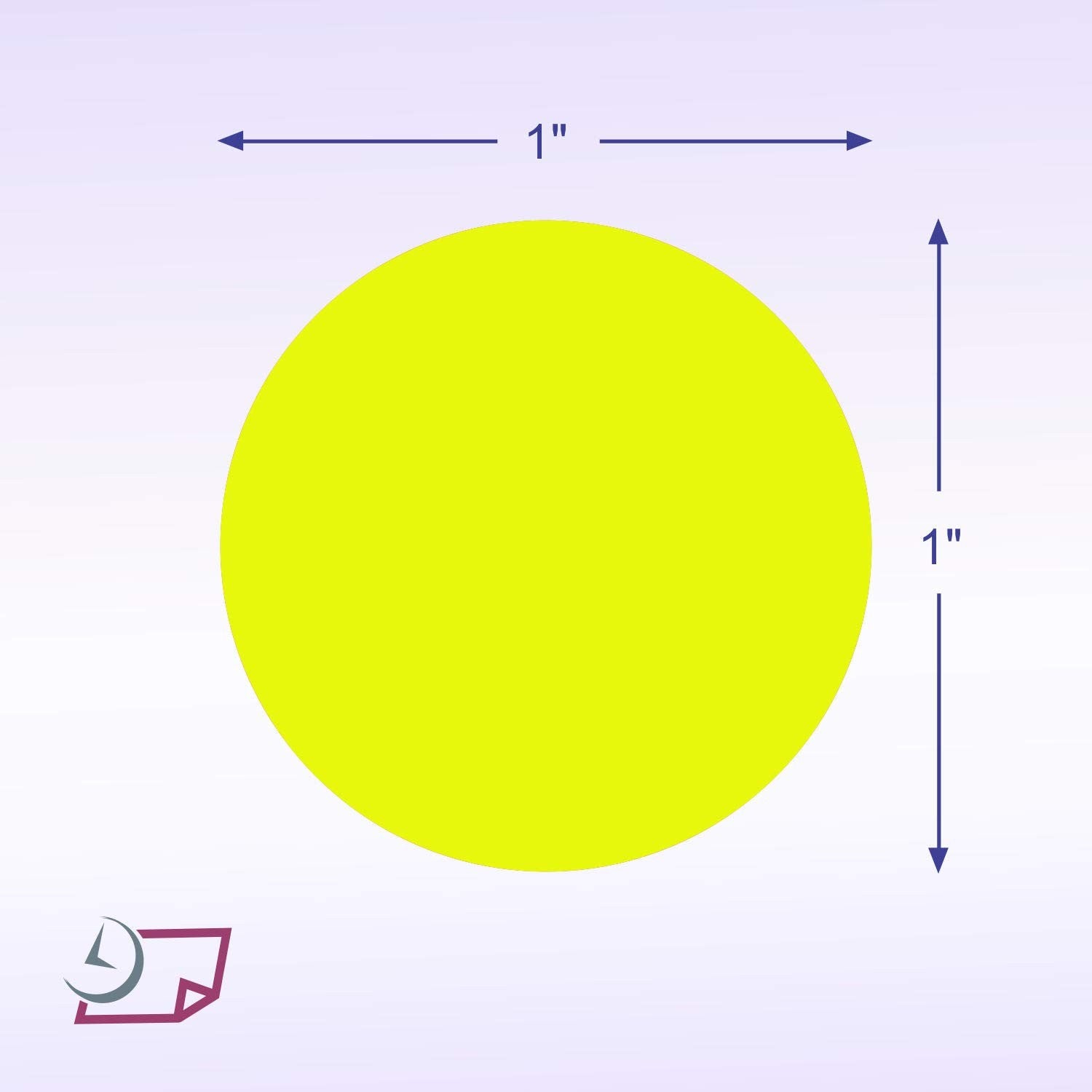 1" Circle Stickers, 500 Permanent Labels, Yellow Fluorescent, 3" Core