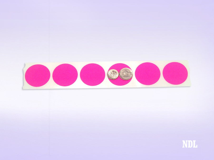 1.5" Circle Stickers, 500 Permanent Labels, Pink Fluorescent, 3" Core