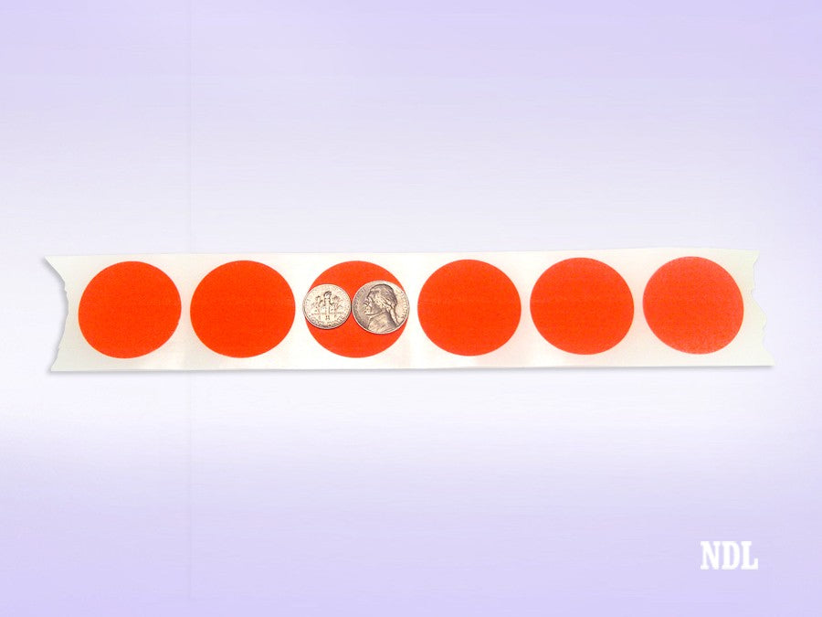 1.5" Circle Stickers, 500 Permanent Labels, Red Fluorescent, 3" Core