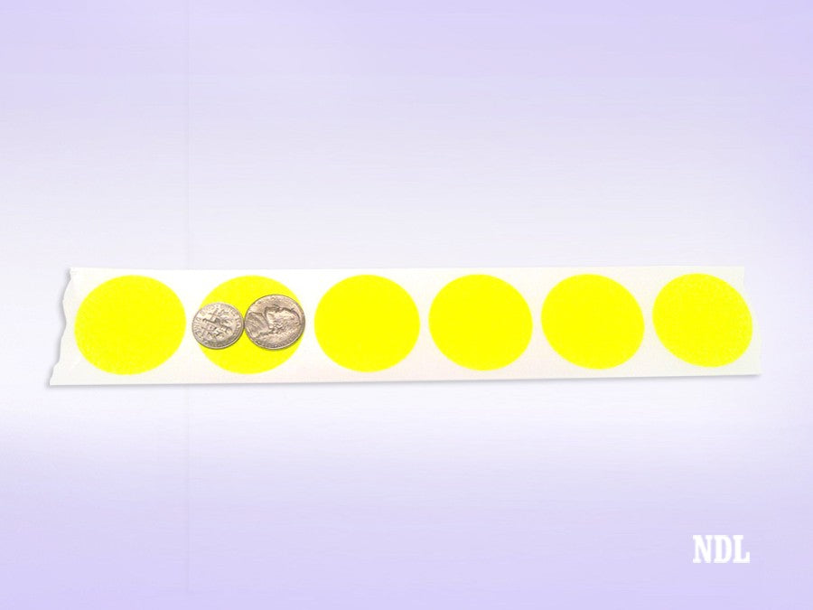 1.5" Circle Stickers, 500 Permanent Labels, Yellow Fluorescent, 3" Core