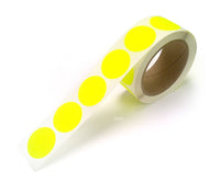 1.5" Circle Stickers, 500 Permanent Labels, Yellow Fluorescent, 3" Core