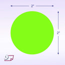 2" Circle Stickers, 500 Permanent Labels, Green Fluorescent, 3" Core