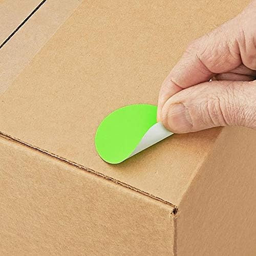 2" Circle Stickers, 500 Permanent Labels, Green Fluorescent, 3" Core