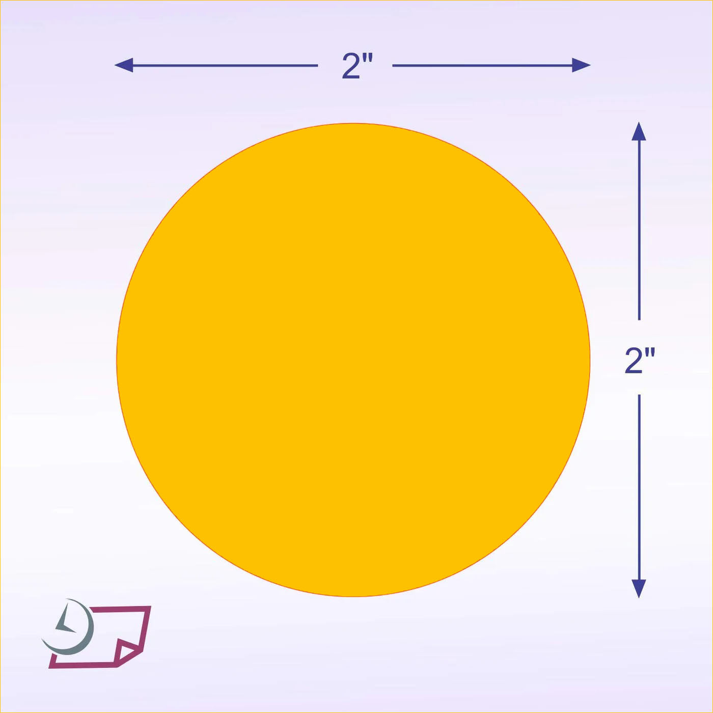 2" Circle Stickers, 500 Permanent Labels, Orange Fluorescent, 3" Core