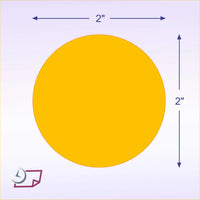 2" Circle Stickers, 500 Permanent Labels, Orange Fluorescent, 3" Core