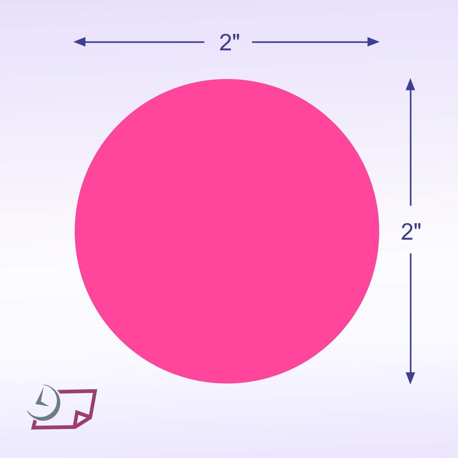 2" Circle Stickers, 500 Permanent Labels, Pink Fluorescent, 3" Core