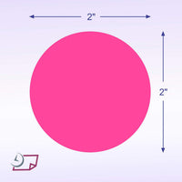2" Circle Stickers, 500 Permanent Labels, Pink Fluorescent, 3" Core