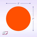 2" Circle Stickers, 500 Permanent Labels, Red Fluorescent, 3" Core