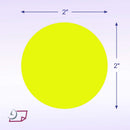 2" Circle Stickers, 500 Permanent Labels, Yellow Fluorescent, 3" Core