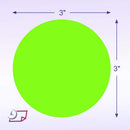 3" Circle Stickers, 500 Permanent Labels, Green Fluorescent, 3" Core