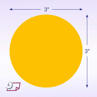 3" Circle Stickers, 500 Permanent Labels, Orange Fluorescent, 3" Core